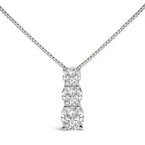 14K White Gold 1/2 Cttw Lab Grown Diamond Three Stone Pendant Necklace