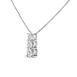 14K White Gold 1/2 Cttw Lab Grown Diamond Three Stone Pendant Necklace