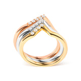 14K Gold 1/4 Cttw Diamond Geometrical Chevron V Stackable Band Ring Set (G-H Color, SI1-SI2 Clarity) - Size 7