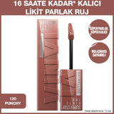 Maybelline New York Super Stay Vinyl Ink Liquid Lipstick - 120 Punchy, Long-Lasting Lip Gloss for Vibrant Color