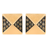 14K Rose Gold 1/4 Cttw Brown Diamond Pyramid Stud Earring (Brown Color, SI1-SI2 Clarity)