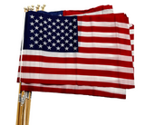 12pc 18"x12" American Flag - 23.5" Pole Flag Spearhead Flags Handheld Flags USA