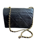CHANEL Black Quilted Leather Diamond Lock Shoulder Bag with Gold Chain Strap - Pre-Owned