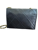 CHANEL Black Quilted Leather Diamond Lock Shoulder Bag with Gold Chain Strap - Pre-Owned