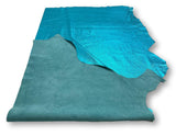 Turquoise Metallic Natural Grain Chrome-Tanned Cowhide – Metallic Foil Finish, 1.1–1.3 mm (3 oz), ~20 Sq Ft