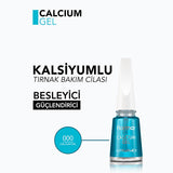 Flormar Calcium Gel Nail Strengthening Base Coat & Nail Polish - Nourishing, Glossy Finish, Nail Care for Weak Brittle Nails