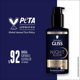 Gliss Night Elixir Repairing Night Hair Care Serum with HAPTIQ Technology - Overnight Hair Repair, Black Pearl Extract, 3.38 fl oz