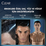 Clear Men 3-in-1 Charcoal Shampoo & Shower Gel: Deep Clean, Fight Dandruff, & Simplify Your Routine - 11.83 fl oz