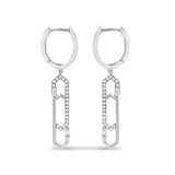 14K White Gold 1/4 Cttw Diamond Interlocking Paperclip Dangle Earrings