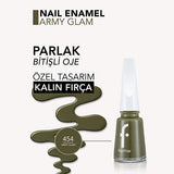 Flormar Nail Enamel 454 Army Glam - Long-Lasting Nail Polish with Nourishing Formula
