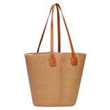 Eklips Beige Straw Beach Bag for Summer Travel
