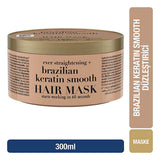 OGX Brazilian Keratin Smooth Hair Mask: Sulfate-Free, Frizz Control & Smoothing Treatment for Curly & Wavy Hair - 10.14 fl oz