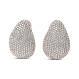 18K Rose Gold 13 1/5 Cttw Micro-Pave Diamond Sculptural Design Statement Omega Back Earrings (G-H Color, SI1-SI2 Clarity)