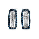 0.51 Carat Genuine Blue Diamond & White Diamond .925 Sterling Silver Earrings