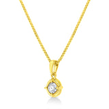 14K Yellow Gold Plated .925 Sterling Silver 1/2 Cttw Brilliant Round Cut Diamond Solitaire Milgrain 18" Pendant Necklace (K-L Color, I2-I3 Clarity)