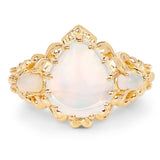 14K Yellow Gold Plated 3.26 Carat Genuine Ethiopian Opal .925 Sterling Silver Ring