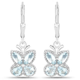 1.76 Carat Genuine Aquamarine .925 Sterling Silver Earrings