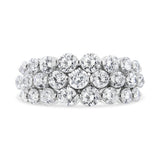 10K White Gold 2 1/2 Cttw Round Natural Diamond 3 Row Band Ring (I-J Color, I1-I2 Clarity) - Ring Size 7