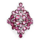 7.52 Carat Genuine Rhodolite .925 Sterling Silver Ring