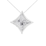 10K White Gold 1/10 Cttw Bezel Set Solitaire Princess Cut Diamond Kite Shaped Pendent Necklace - 18" Inches