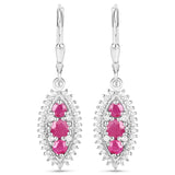 4.32 Carat Genuine Ruby and White Topaz .925 Sterling Silver 3 Piece Jewelry Set (Ring, Earrings, and Pendant w/ Chain)