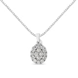 .925 Sterling Silver 1 1/2 Cttw Diamond Oval Cluster Pendant Necklace (I-J Color, I2-I3 Clarity) - 18"