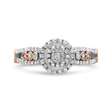 14K Rose Gold Plated .925 Sterling Silver 3/8 Cttw Round Diamond Double Frame Cross-Over Split Shank Engagement Ring (I-J Color, I2-I3 Clarity) - Size 7