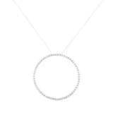 .925 Sterling Silver 5.0 Cttw Prong Set Round-cut Diamond Open Circle Hoop 18" Pendant Necklace (I-J Color, I2-I3 Clarity)