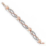 14K Rose Gold Plated .925 Sterling Silver Diamond Accent Layered Infinity Link and Heart Adjustable 4â€-10â€ Adjustable Bolo Bracelet (I-J Color, I3 Clarity)