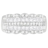 14K White Gold 1 1/7ct. TDW Round and Princess-Cut Diamond Ring(H-I, SI2-I1)