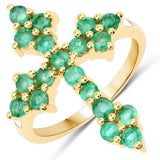1.33 Carat Genuine Zambian Emerald .925 Sterling Silver Ring