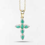 18K Yellow Gold Plated 0.84 Carat Genuine Emerald .925 Sterling Silver Pendant