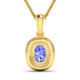 1.45 Carat Genuine Tanzanite and White Diamond 14K Yellow Gold Pendant