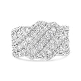 10K White Gold 3.00 Cttw Diamond Multi Row Cluster Band Ring (I-J Color, I3 Clarity) - Size 7