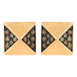 14K Rose Gold 1/4 Cttw Brown Diamond Pyramid Stud Earring (Brown Color, SI1-SI2 Clarity)