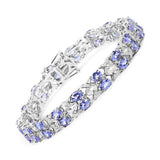 12.24 Carat Genuine Tanzanite and White Topaz .925 Sterling Silver Bracelet