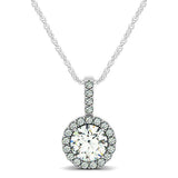 14k White Gold Diamond Halo Round Style Pendant (5/8 cttw)