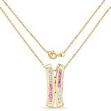 14K Yellow Gold Plated 1.08 Carat Genuine Pink Sapphire and White Sapphire .925 Sterling Silver Pendant