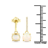 1.06 Carat Genuine Ethiopian Opal and White Diamond 10K Yellow Gold Earrings