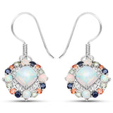 4.73 Carat Genuine Multi Stone .925 Sterling Silver Earrings