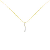 14k Yellow Gold 3.0 cttw Baguette and Brilliant Round-Cut Diamond Journey 18" Pendant Necklace (I-J Color, I2-I3 Clarity)