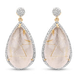 14K Yellow Gold Plated 35.15 Carat Genuine Golden Rutile and White Topaz .925 Sterling Silver Earrings