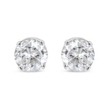 IGI Certified 1.00 Cttw Round Brilliant-Cut Diamond 14K White Gold Classic 4-Prong Solitaire Stud Earrings (H-I Color, I1-I2 Clarity)