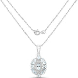 1.89 Carat Genuine Aquamarine and White Topaz .925 Sterling Silver Pendant