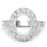 0.60 Carat Genuine White Diamond 14K White Gold Semi Mount Ring - holds 10x8mm Oval Gemstone