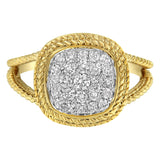 10K Yellow Gold Plated .925 Sterling Silver 1/2 Cttw Diamond Square Cushion Cluster Split Shank Cocktail Ring (J-K Color, I2-I3 Clarity) - Size 7