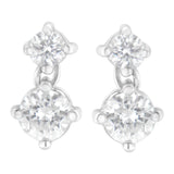 14K White Gold 1 cttw Double Diamond Stud Earrings (H-I Clarity, SI2-I1 Color)