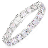 40.00 Carat Genuine Opal Rainbow Quartz .925 Sterling Silver Bracelet