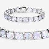 40.00 Carat Genuine Opal Rainbow Quartz .925 Sterling Silver Bracelet