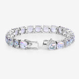 40.00 Carat Genuine Opal Rainbow Quartz .925 Sterling Silver Bracelet